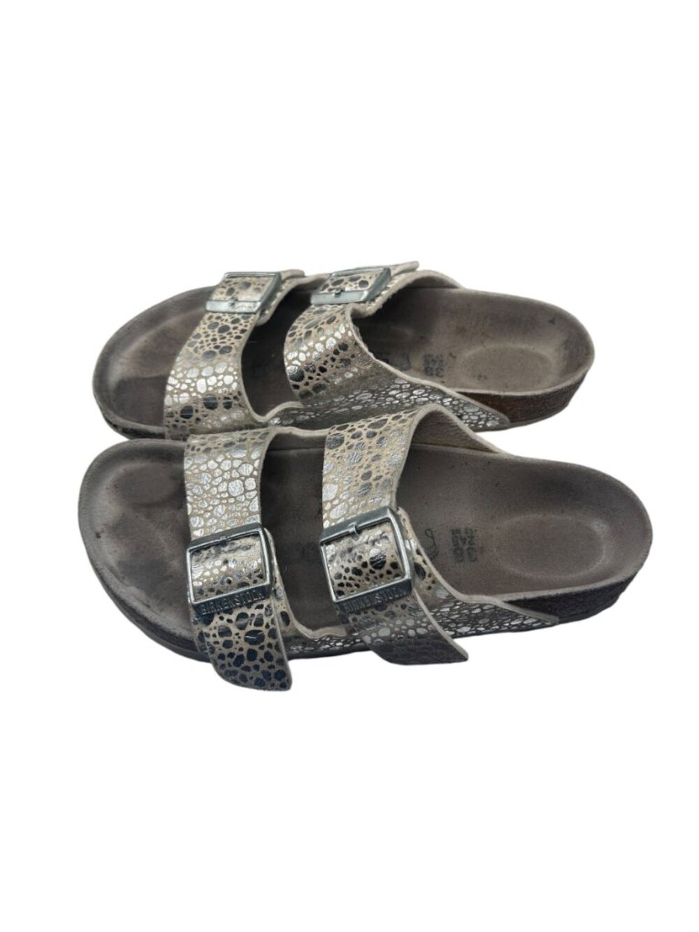 Birkenstock Arizona Stone Silver Metallic Sandals 38 AS IS - Picture 10 of 10